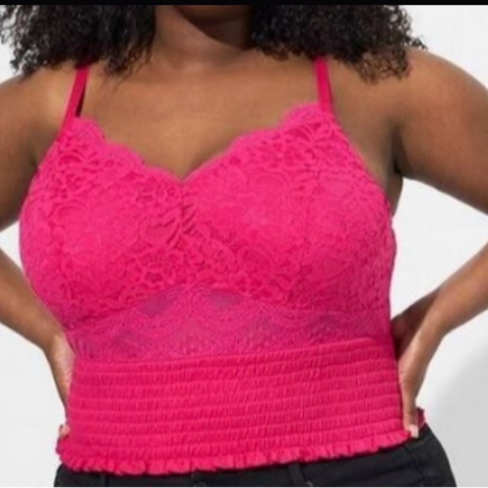 Torrid - Lace Smocked Crop Top, 2X - Picture 2 of 7